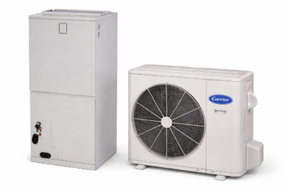 Carrier ducted heat-pump system with indoor air handler and outdoor unit